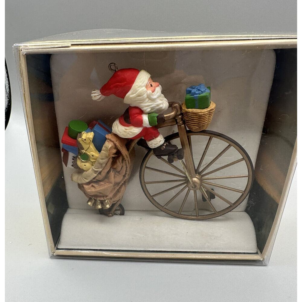 Hallmark Keepsake Cycling Santa Retired 5.5 x 4.25" 1982 QX4355 Boxed China